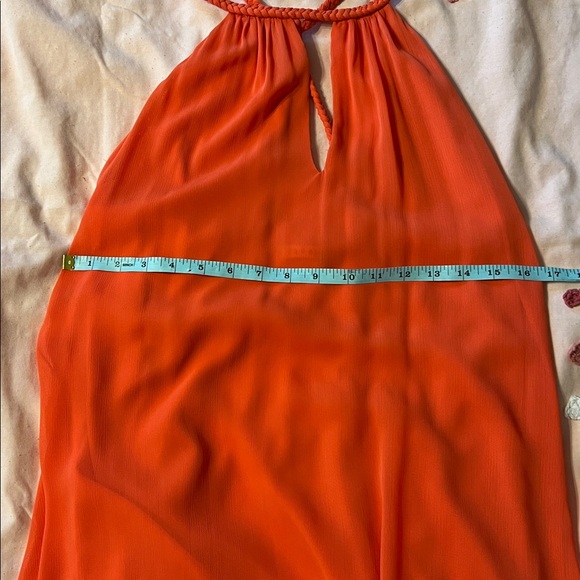Alice + Olivia Jaelyn Braided Halter Maxi Dress Orange Medium Summer Tangerine - Picture 5 of 8